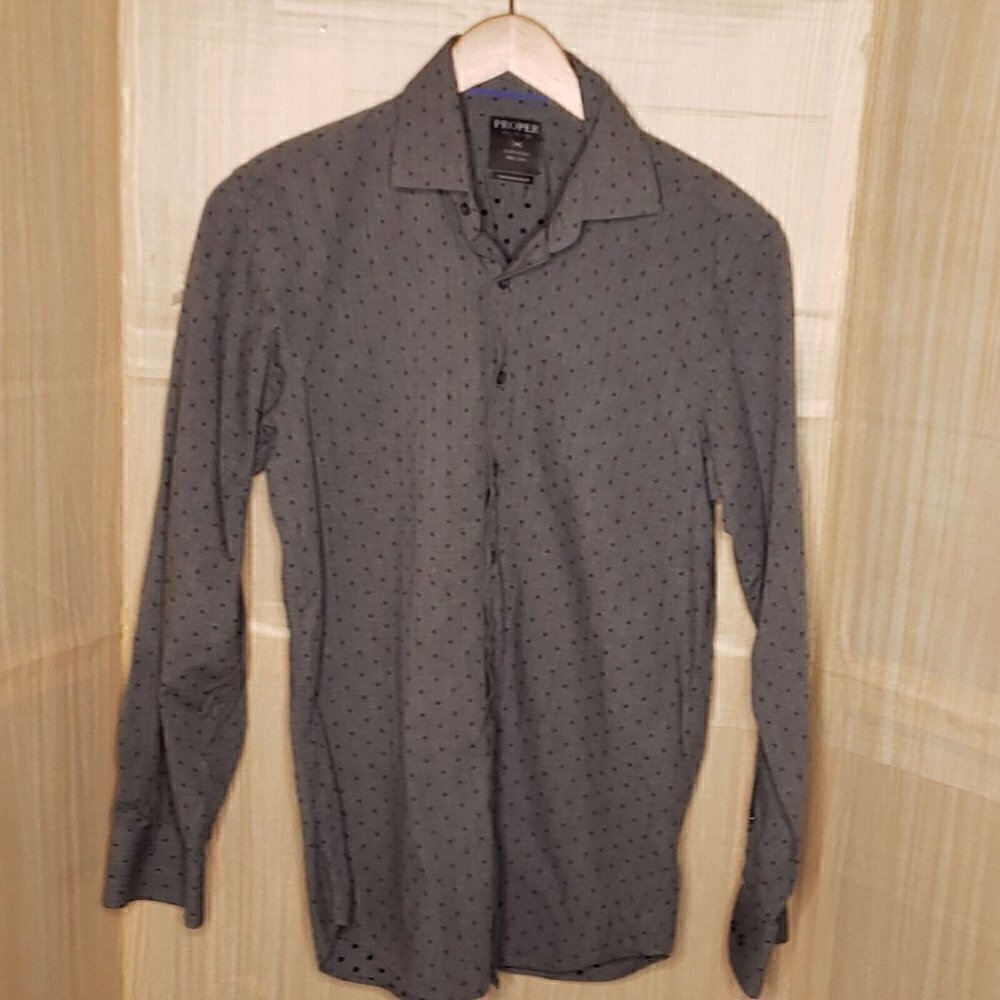 Proper Shirtings Contemporary Fit Mens Denim Look Blue Textured Shirt 16 34-35